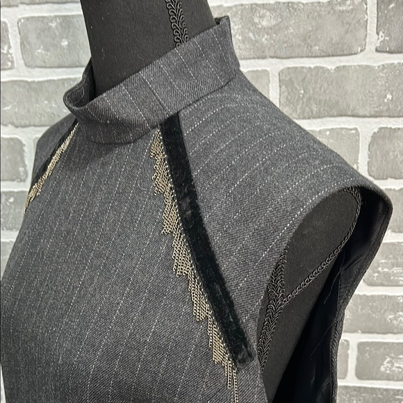 Harve Benard Gray Pinstripe 100% Wool Women’s Size 10 Midi Business Casual Dress - Picture 4 of 9